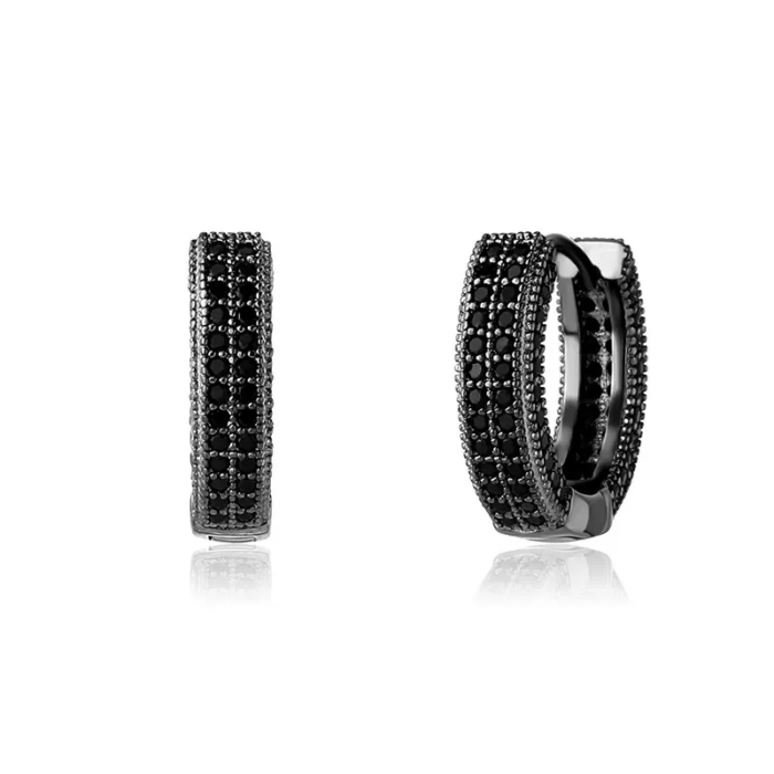 Σκουλαρίκια μαύρα με μικρά zircon (ΤΕΜΑΧΙΟ)