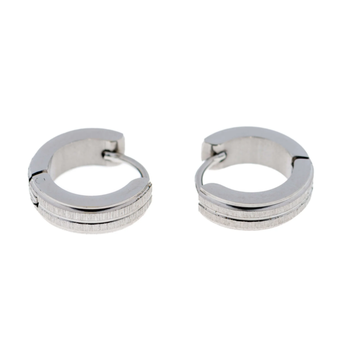 Σκουλαρίκια κρίκοι ασημί με γραμμές (ΤΕΜΑΧΙΟ)